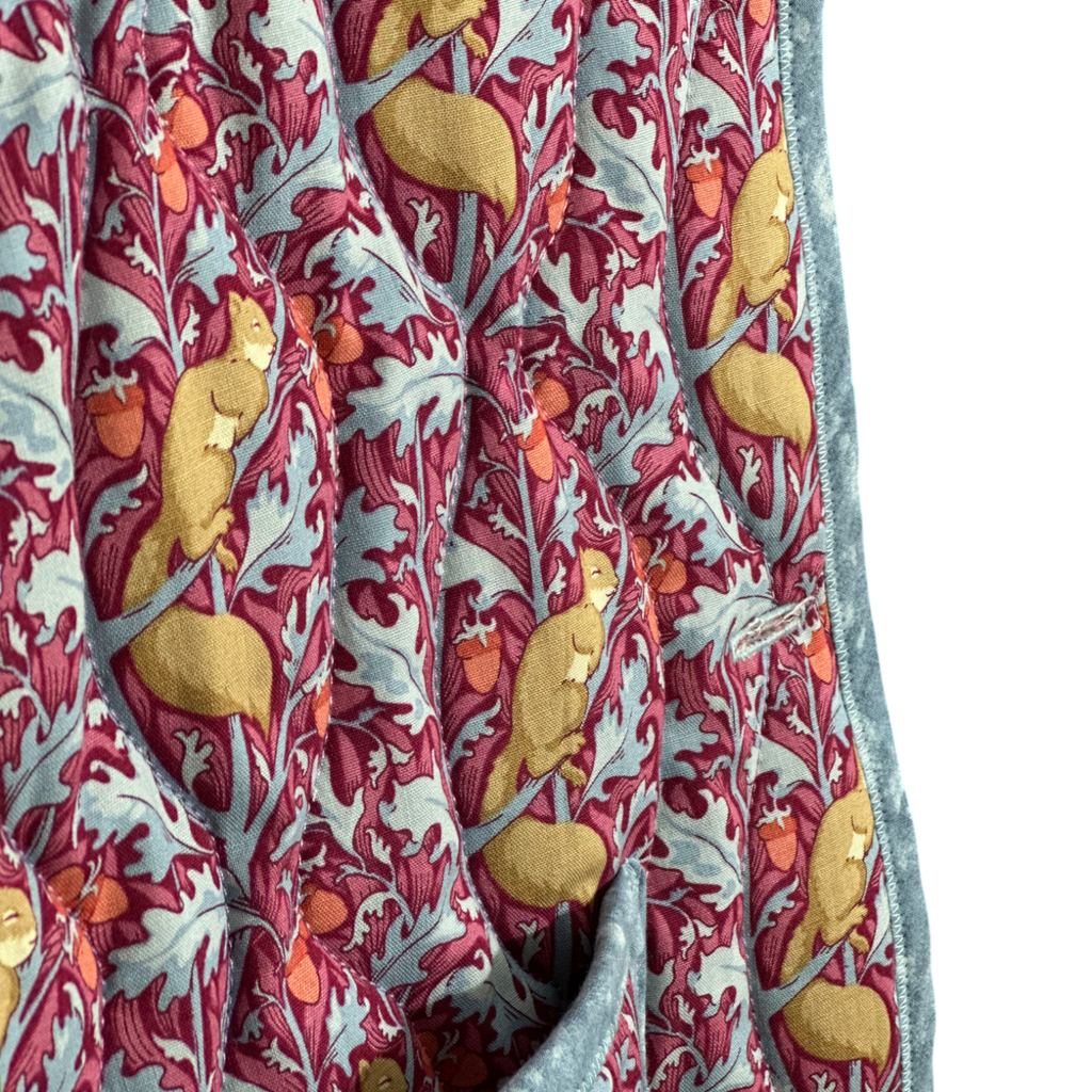 Inside view of handmade cotton and wool quilted jacket