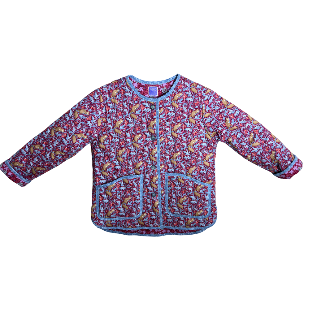 Adult wearing Hibernia quilted jacket in cotton and wool blend