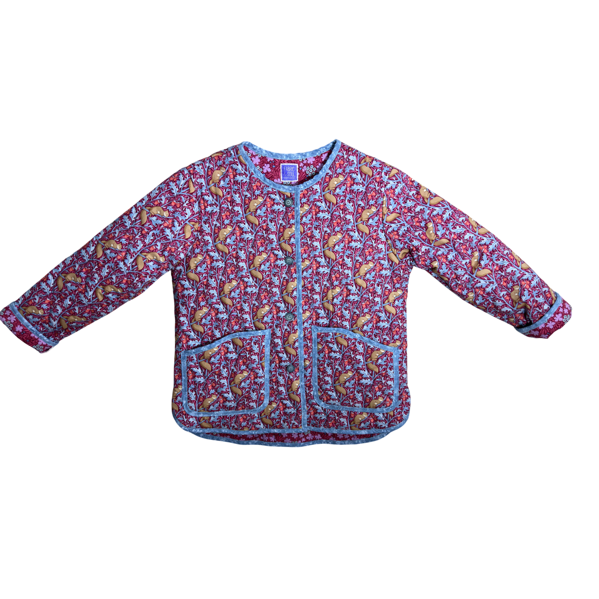 Adult wearing Hibernia quilted jacket in cotton and wool blend