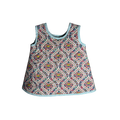 Front of quilted jumper with floral, multicolor design and custom homemade quilting design