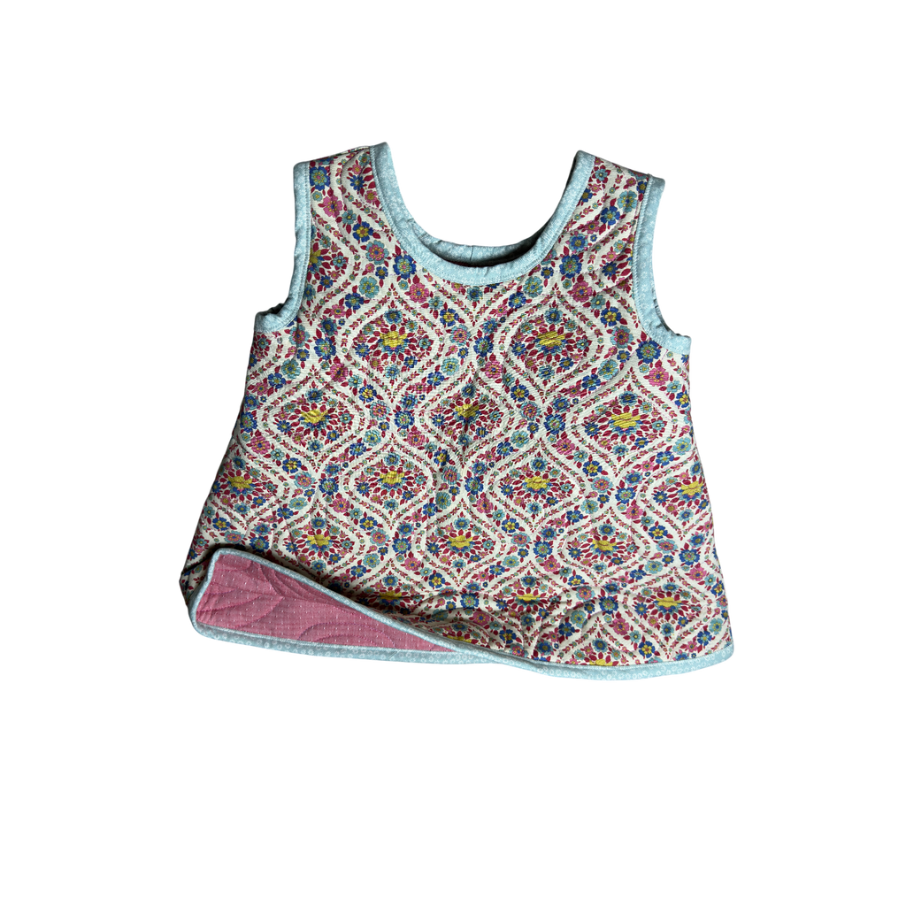 Front inside view of linking inside custom quilted jumper