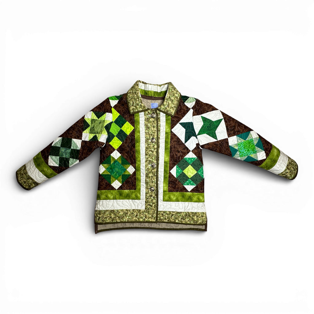 One-of-a-kind quilted coat handmade from repurposed quilt by Fabric & Soul