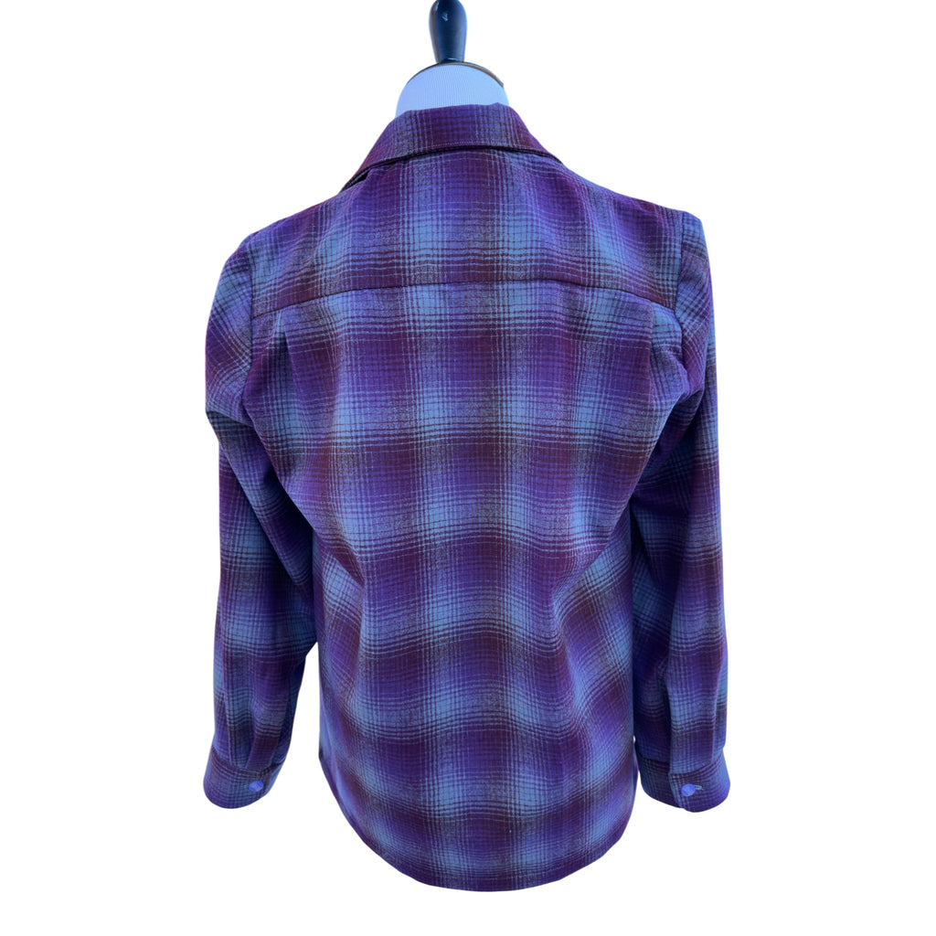 Plum & Grey Plaid Wool Shirt Jacket – Size Medium