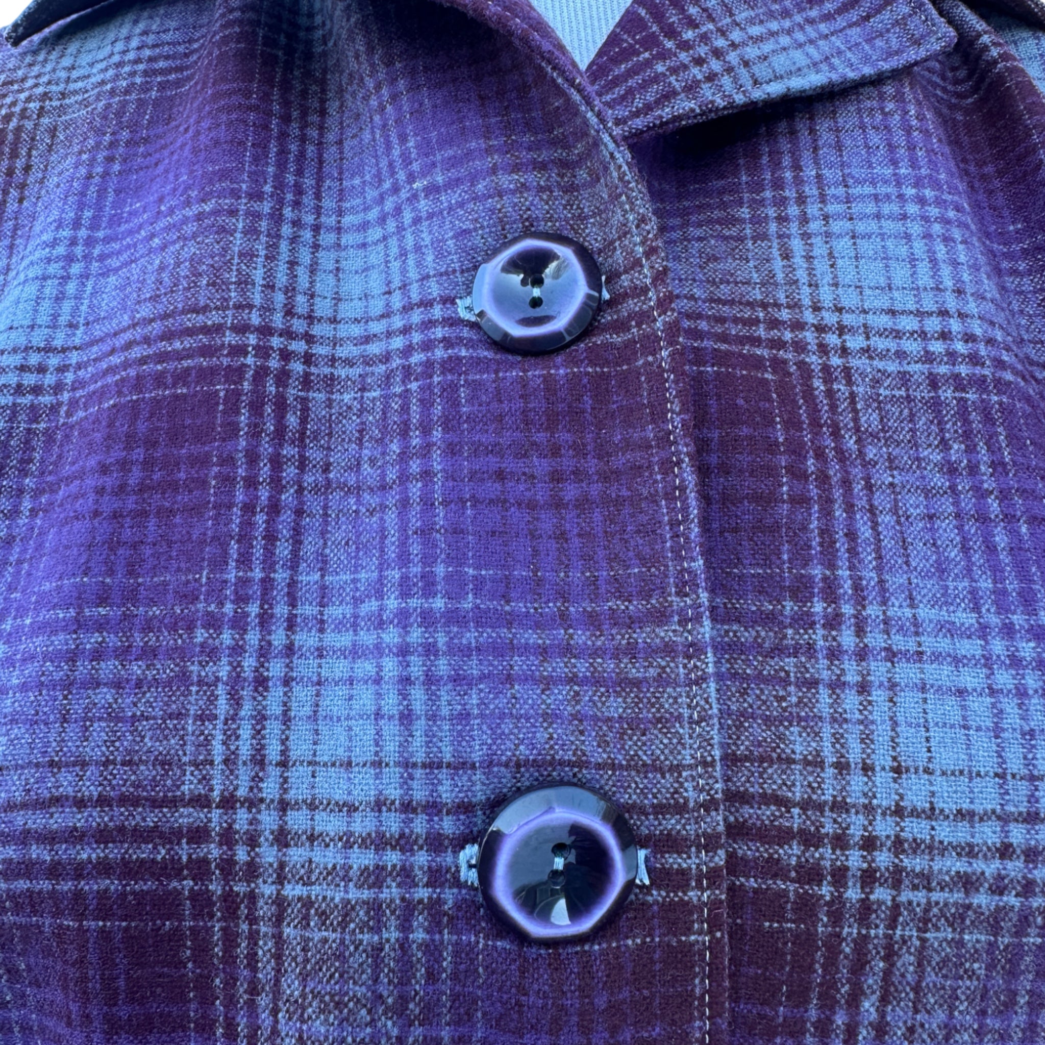 Plum & Grey Plaid Wool Shirt Jacket – Size Medium