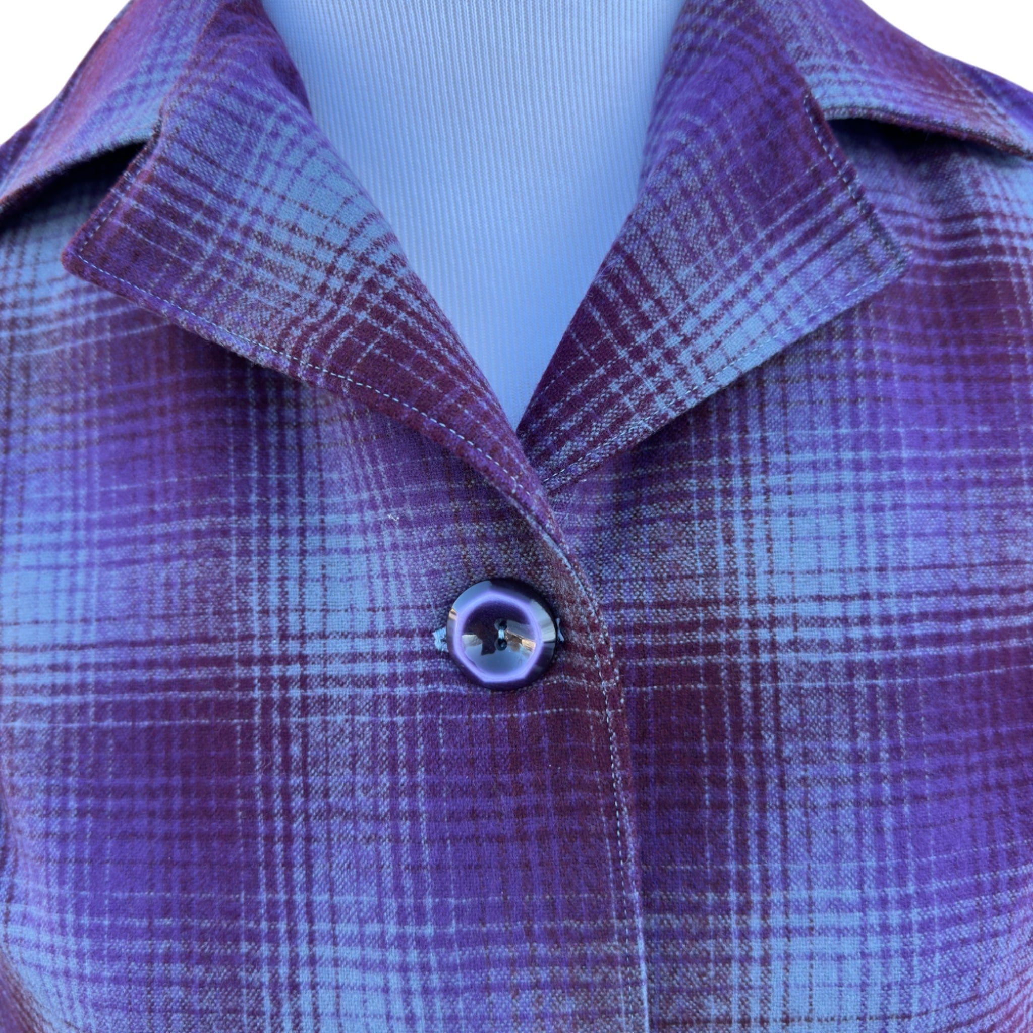 Plum & Grey Plaid Wool Shirt Jacket – Size Medium