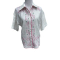 Cross-Stitch Embroidered Linen Shirt Front – Upcycled Vintage White Linen, Handmade by Fabric & Soul