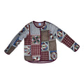 One-Piece Patchwork Coat – Hand-Stitched Cotton, Maroon Binding | Women's M/L