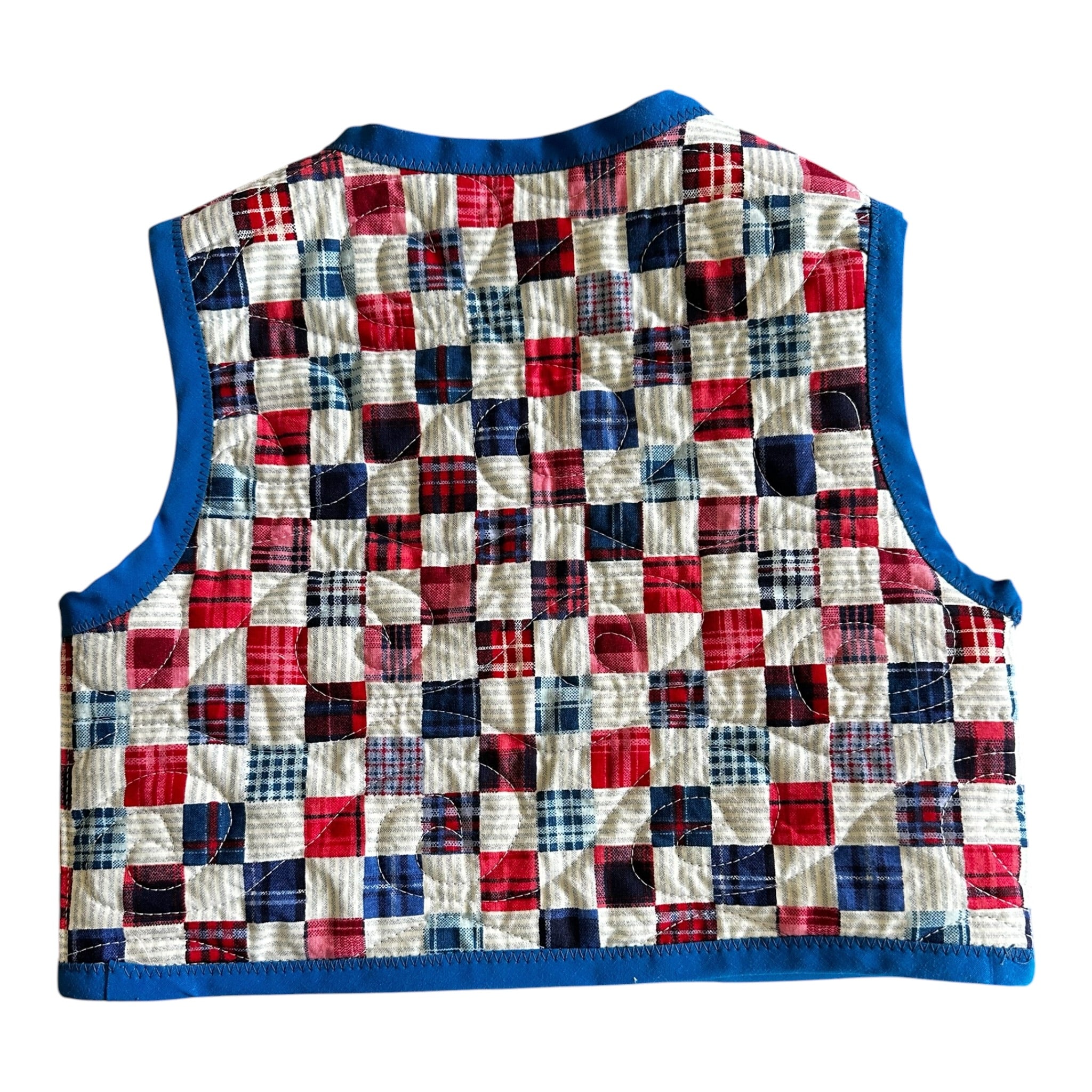 Red, White & Blue Patchwork Quilted Vest – Handmade Child's Americana Vest, Longarm Quilted