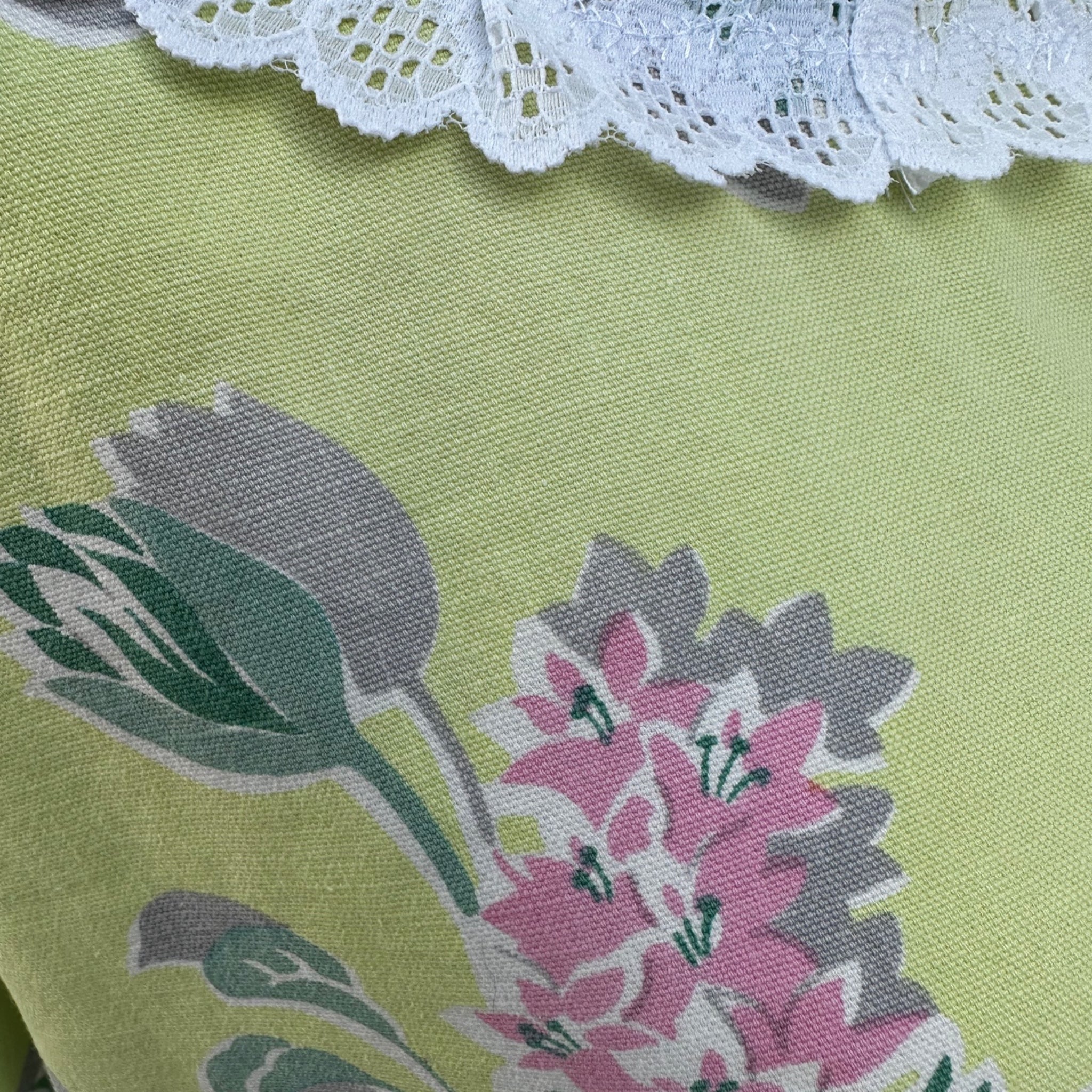 1950s "Lime Blossom" Floral Tunic | Vintage Tablecloth Top | Sustainable Cotton Pullover (Medium)