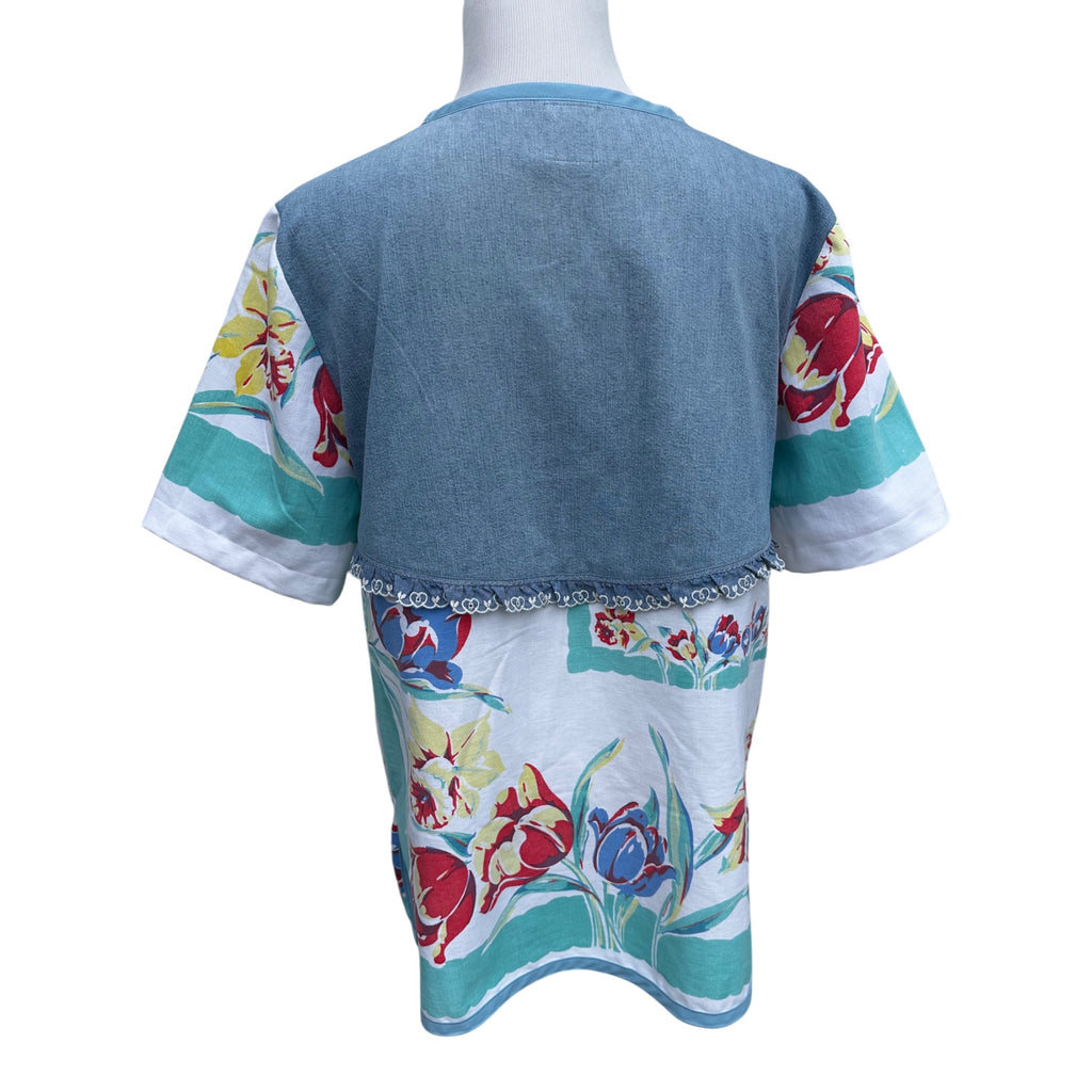 1950s "Everyday Bloom" Tunic | Vintage Tablecloth Top | Medium
