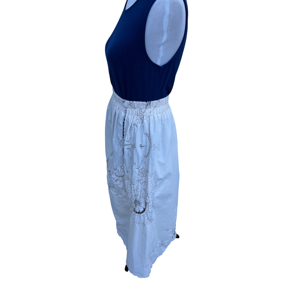 Fabric & Soul Vintage Tablecloth Skirt | Sustainable Cotton Boho Skirt with Cutwork & Scalloped Hem
