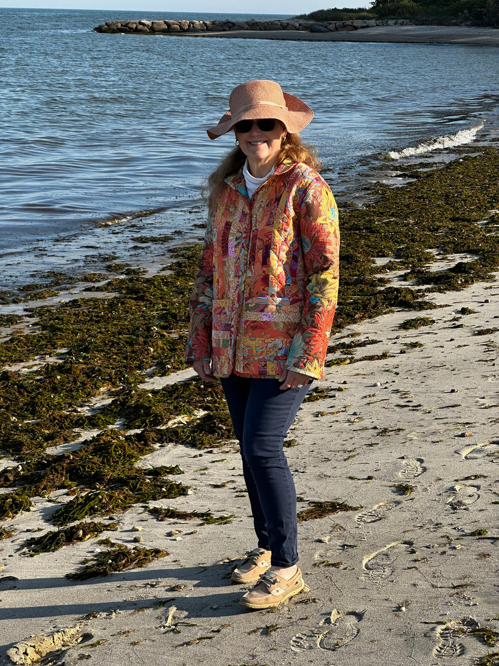 Fall for the Colors quilted coat — Kaffe Fassett fabrics, handmade in Cotuit MA by Fabric & Soul