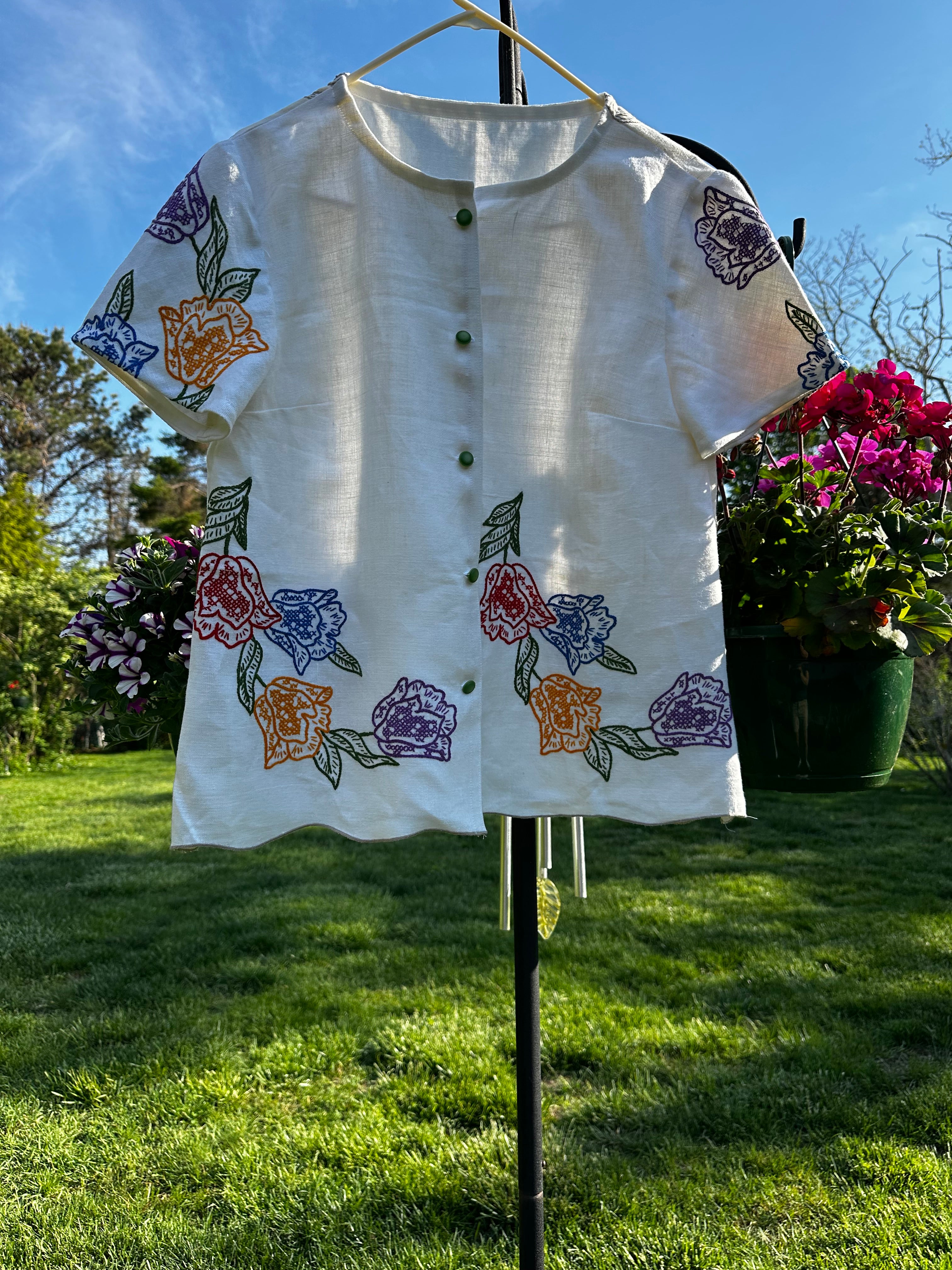 Vintage Linen Embroidered Shirt – One of a Kind