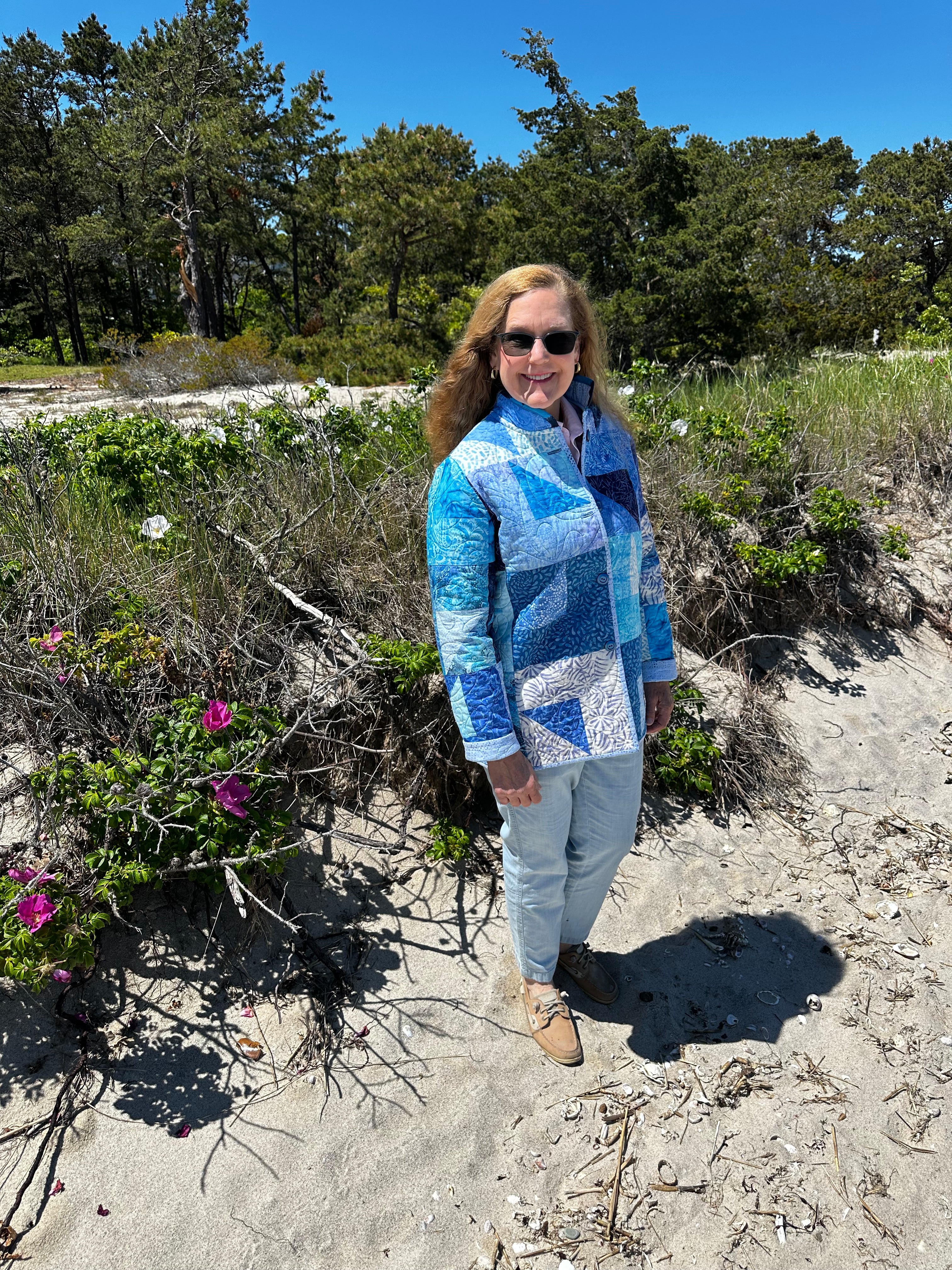 Artisan Batik Quilted Jacket – Shades of Blue | Handmade in Cotuit by Fabric & Soul