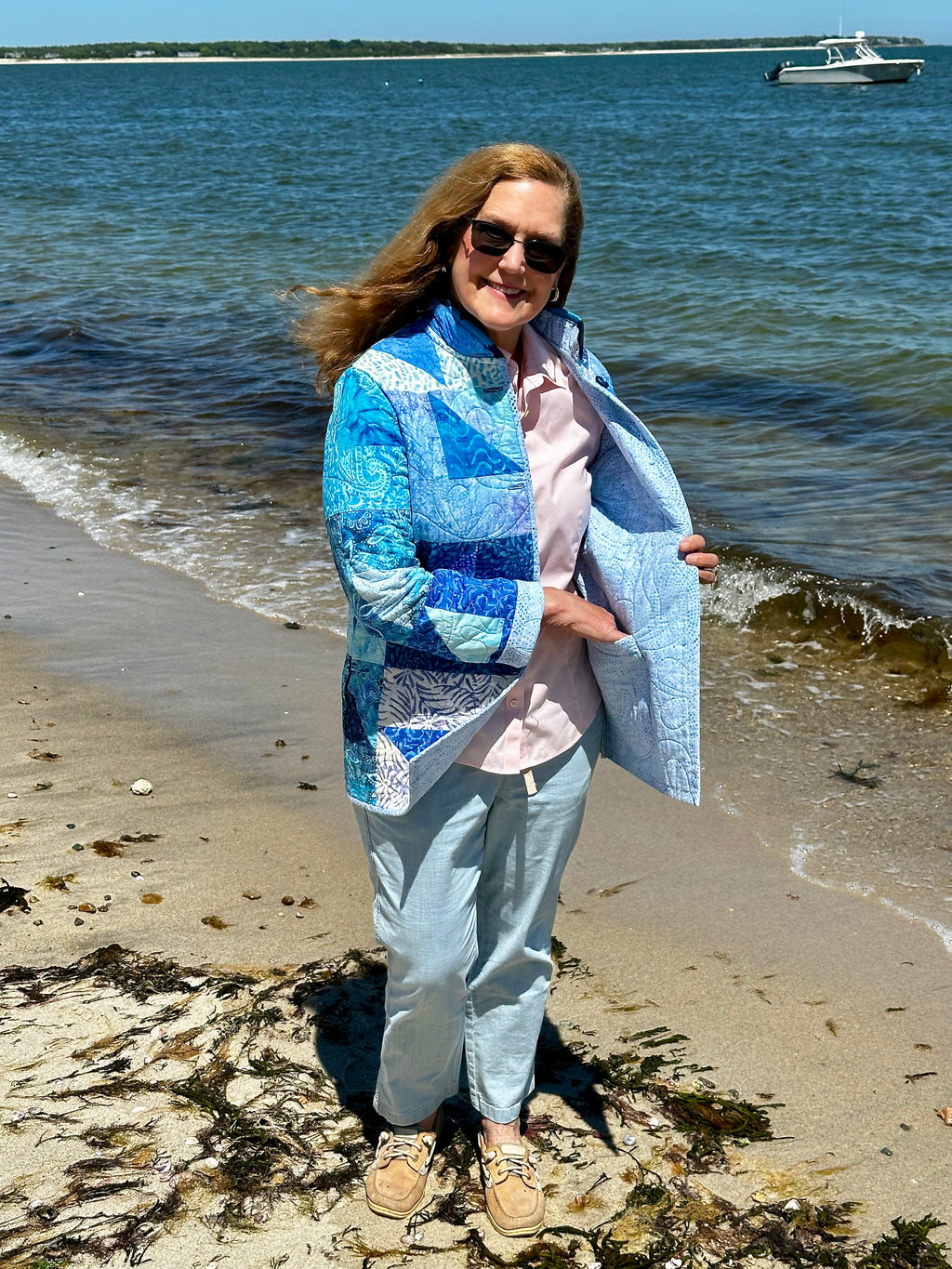 Artisan Batik Quilted Jacket – Shades of Blue | Handmade in Cotuit by Fabric & Soul