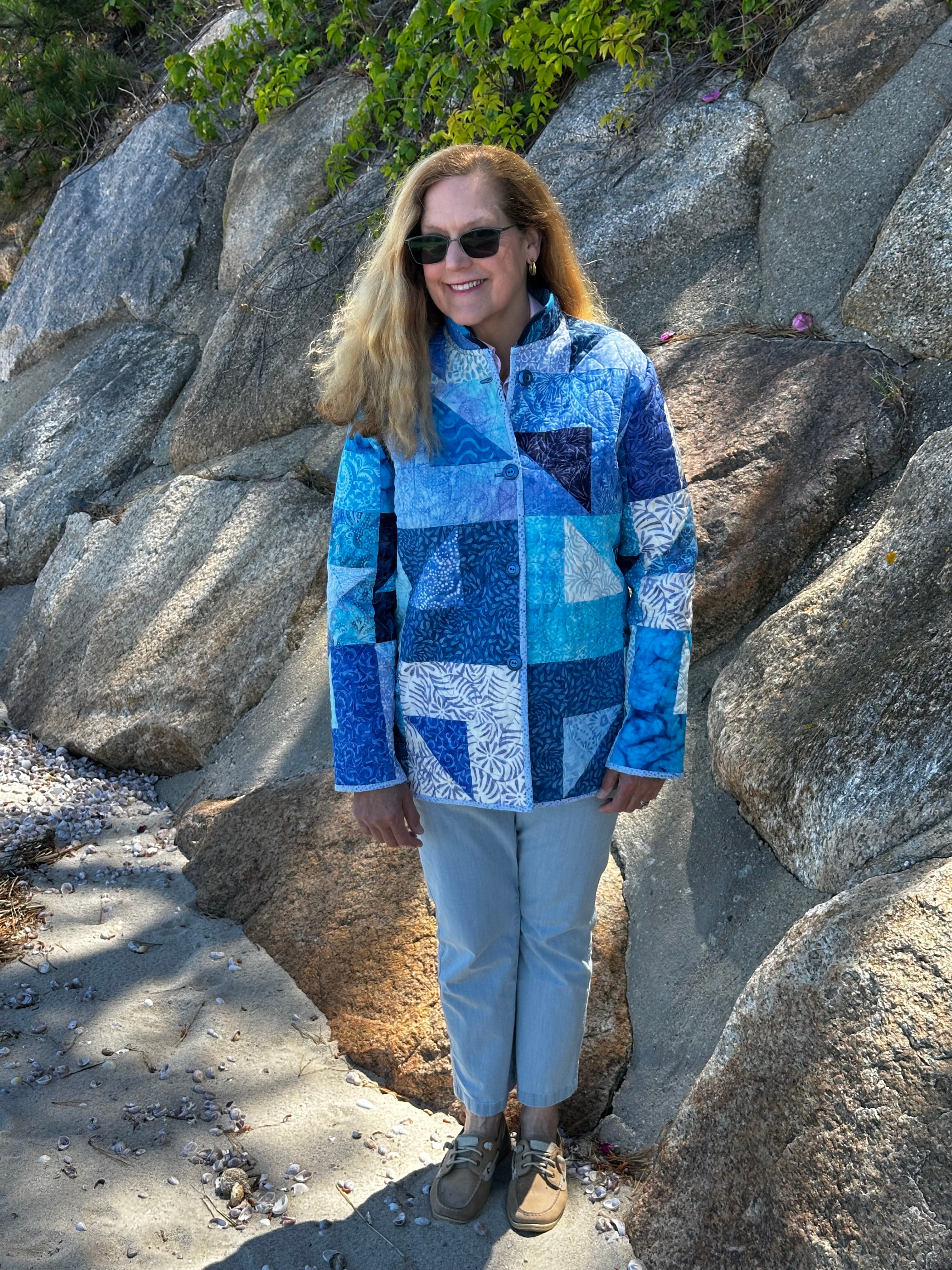 Artisan Batik Quilted Jacket – Shades of Blue | Handmade in Cotuit by Fabric & Soul