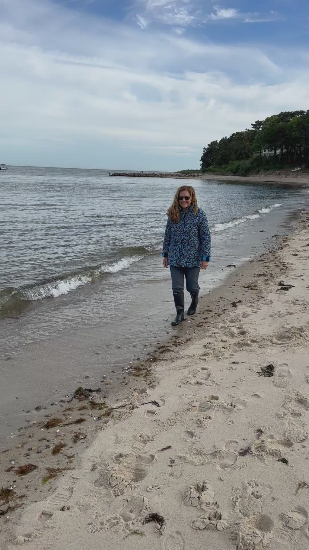 Handmade coastal blue quilted jacket, one of a kind wearable art made in Cotuit Cape Cod, Fabric & Soul