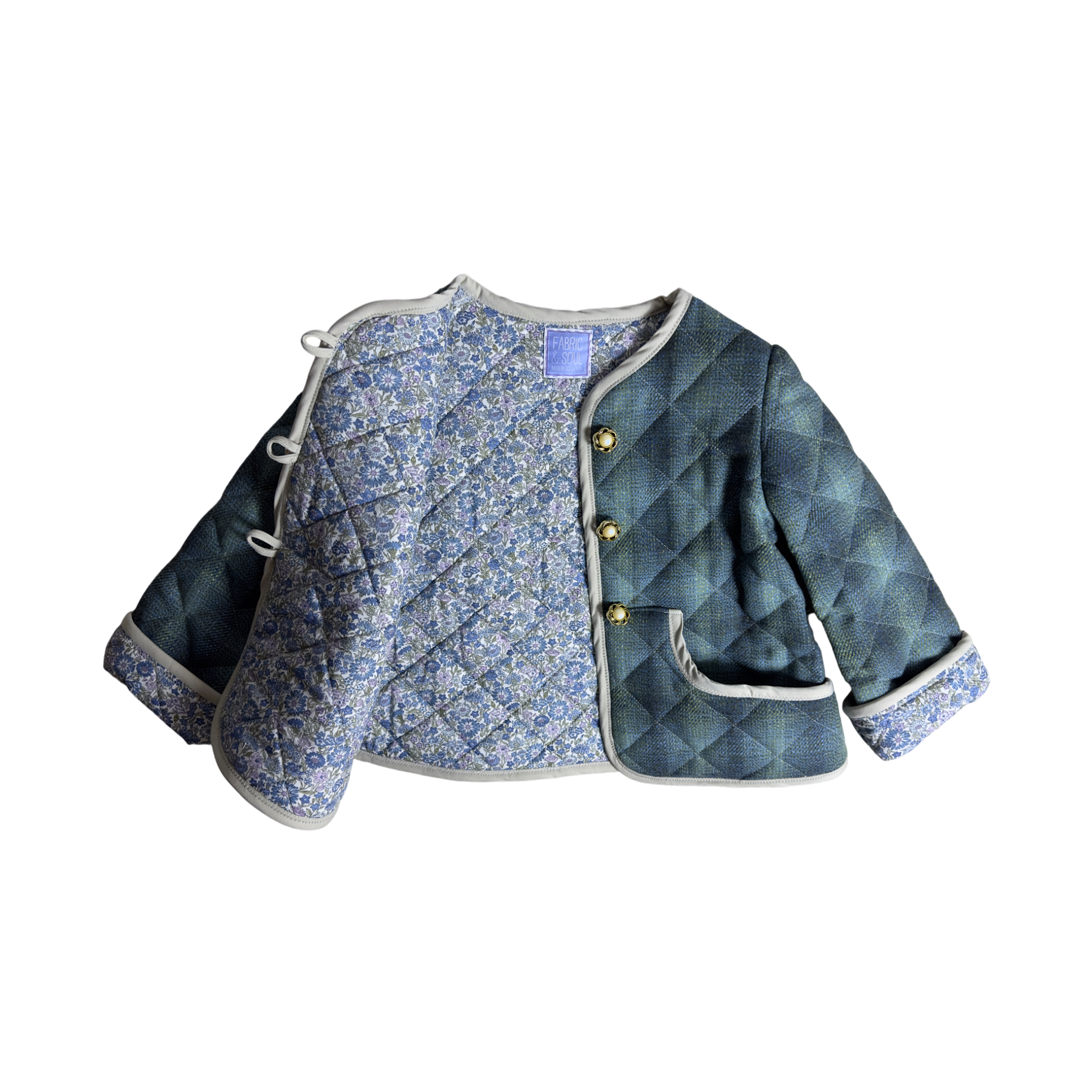 Detail of Scottish wool fabric and Liberty lining