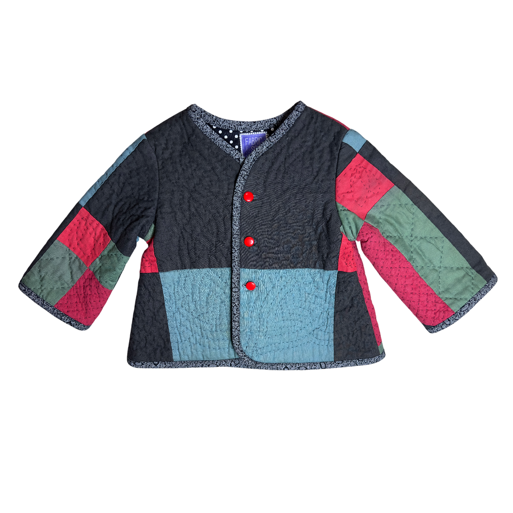 Hand-quilted upcycled patchwork jacket with unique design