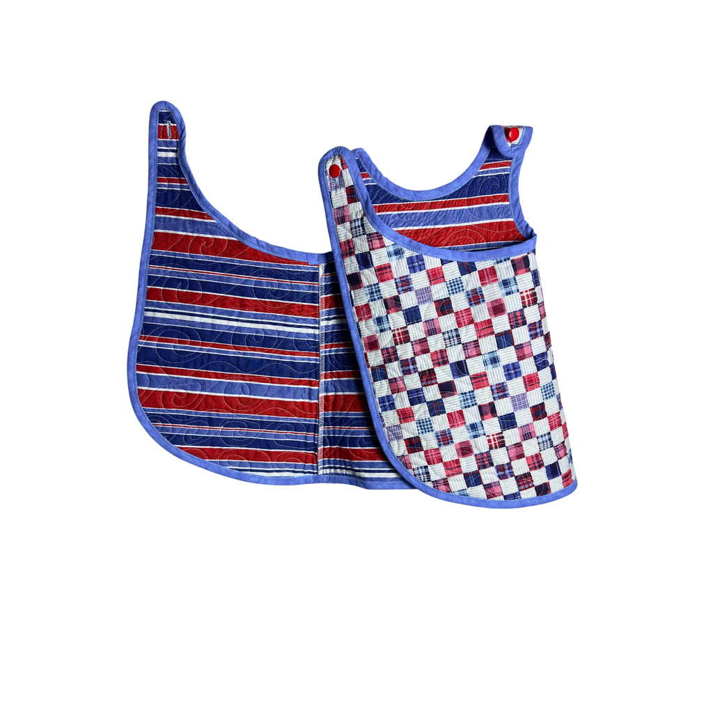 Detail of wrap closure and quilted fabric on inside and outside