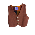 Heritage Rust vest with vintage gold buttons showing flannel block lining
