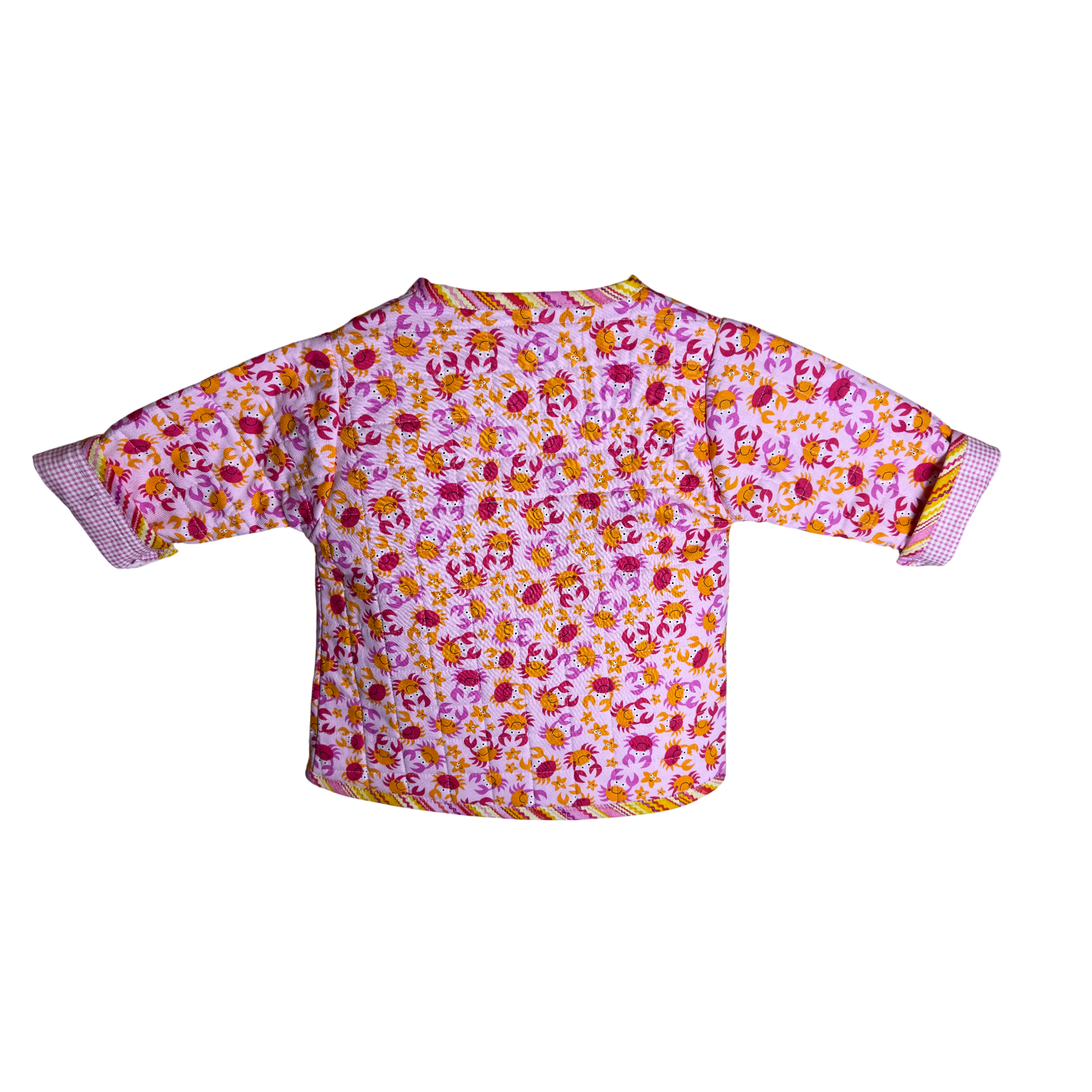 Back view of wrap and snap toddler coat in pink