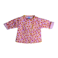 Pink quilted coat with crabs and starfish print 