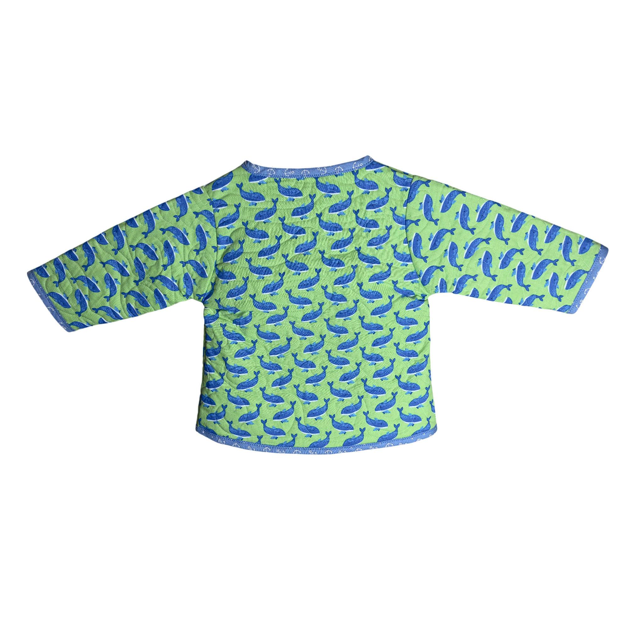 Detail of ocean-themed whale print 