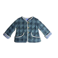 Child wearing Scottish wool jacket with Liberty fabric lining