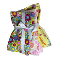 Handmade baby burp cloth set of three with butterflies, smiling flowers, and garden bugs on soft terry cloth