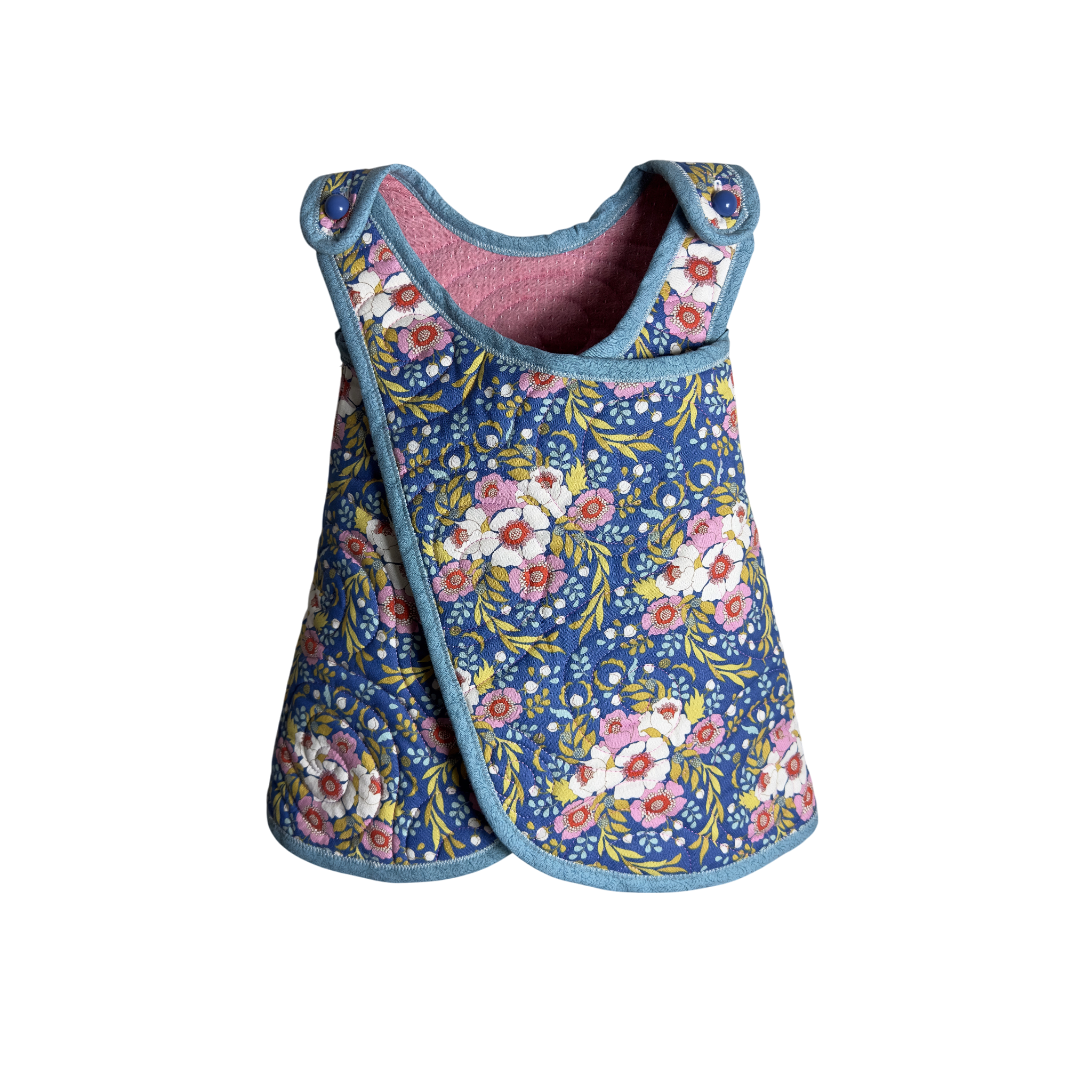 Back view of quilted floral wrap jumper
