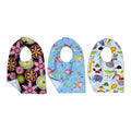 Handmade baby bib set of three with modern flowers, swimming mermaids, and Noah's Ark animals on quilting cotton with soft backing