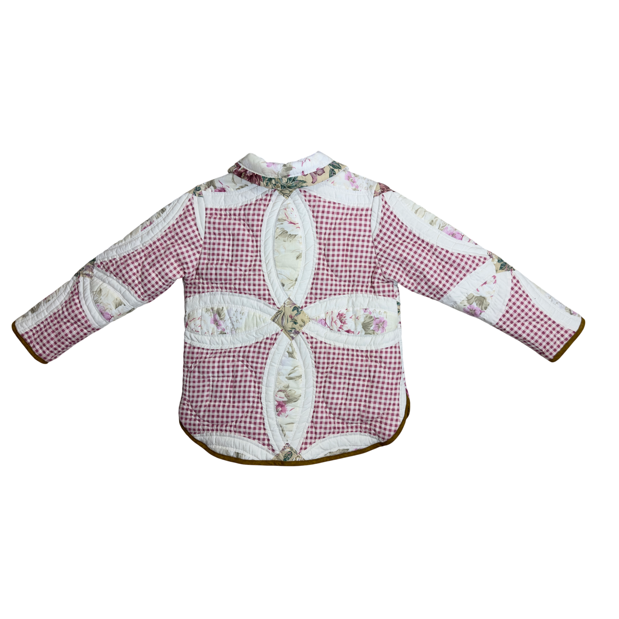 Close-up of design embellishments and quilting on Prairie & Pearl jacket