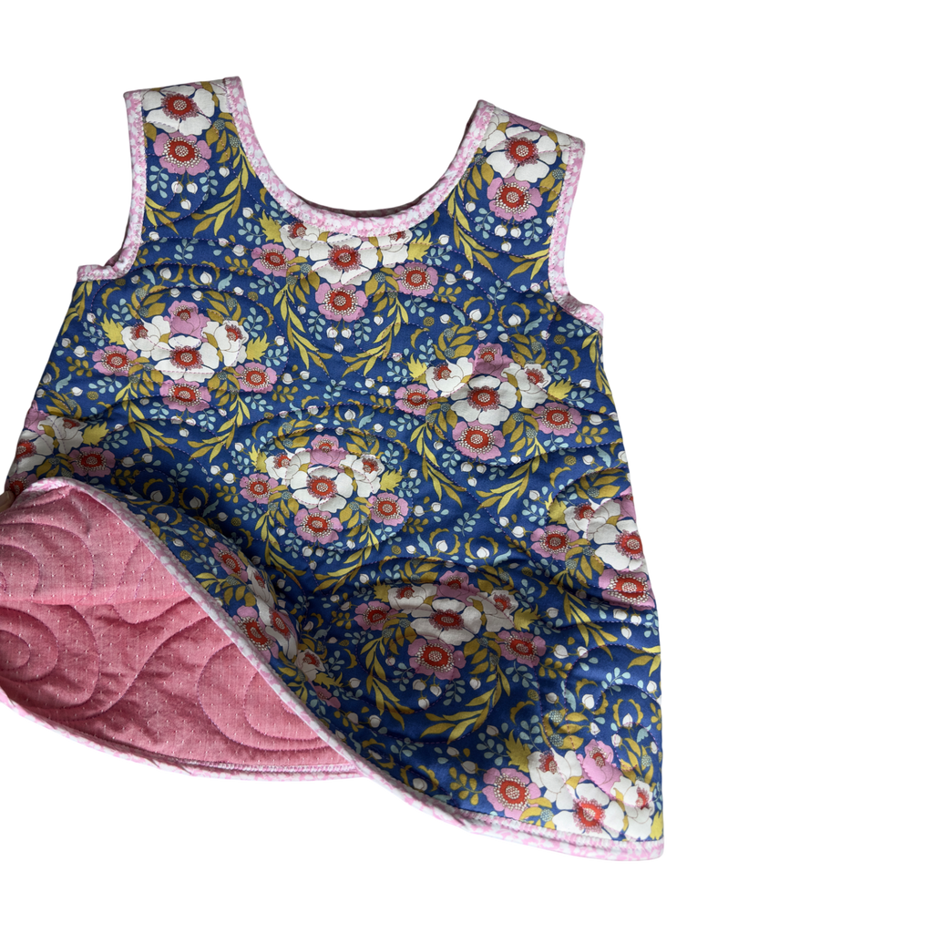 Front & inside view of quilted jumper with Liberty of London binding