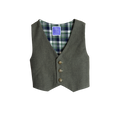 Olive green Heritage Cotton vest with flannel lining in green, blue & white plaid