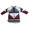 Front view of premium quilted coat with stairway design and wooden toggles