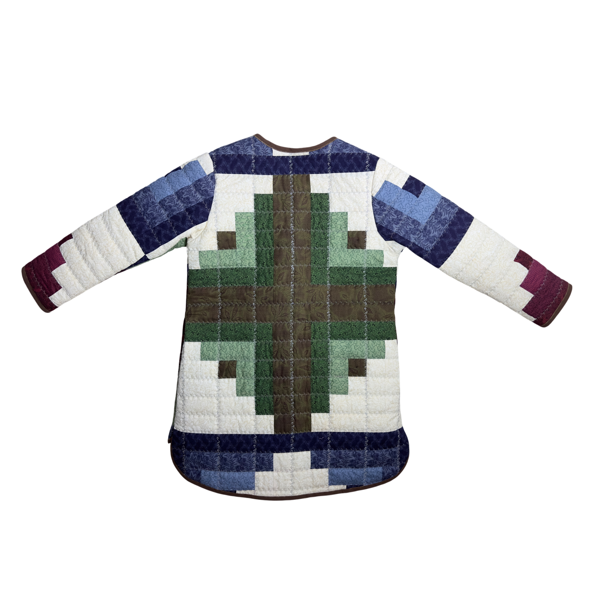 Back of quilted jacket with designer stitching 