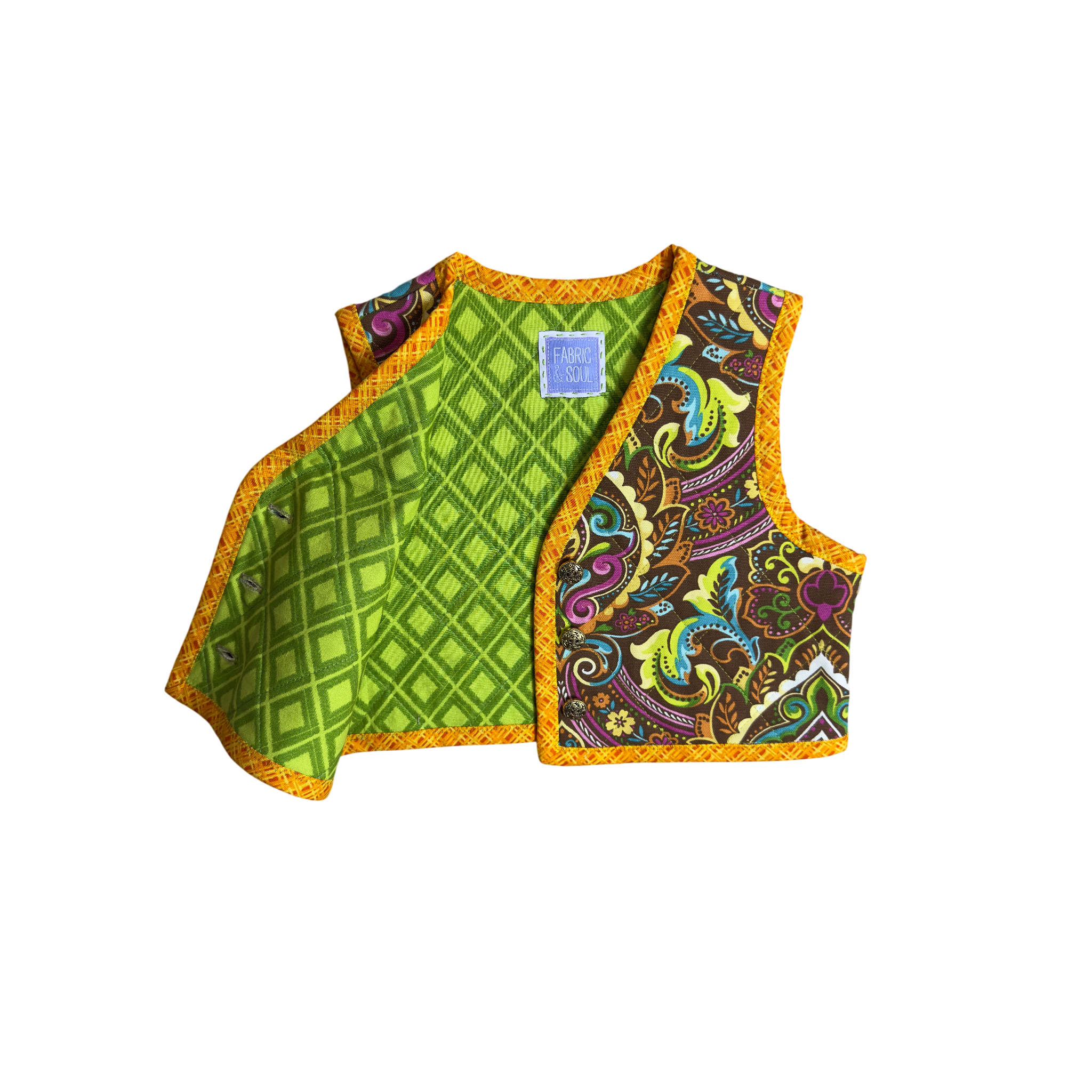 Detail of sunburst pattern and quilted construction with green lining