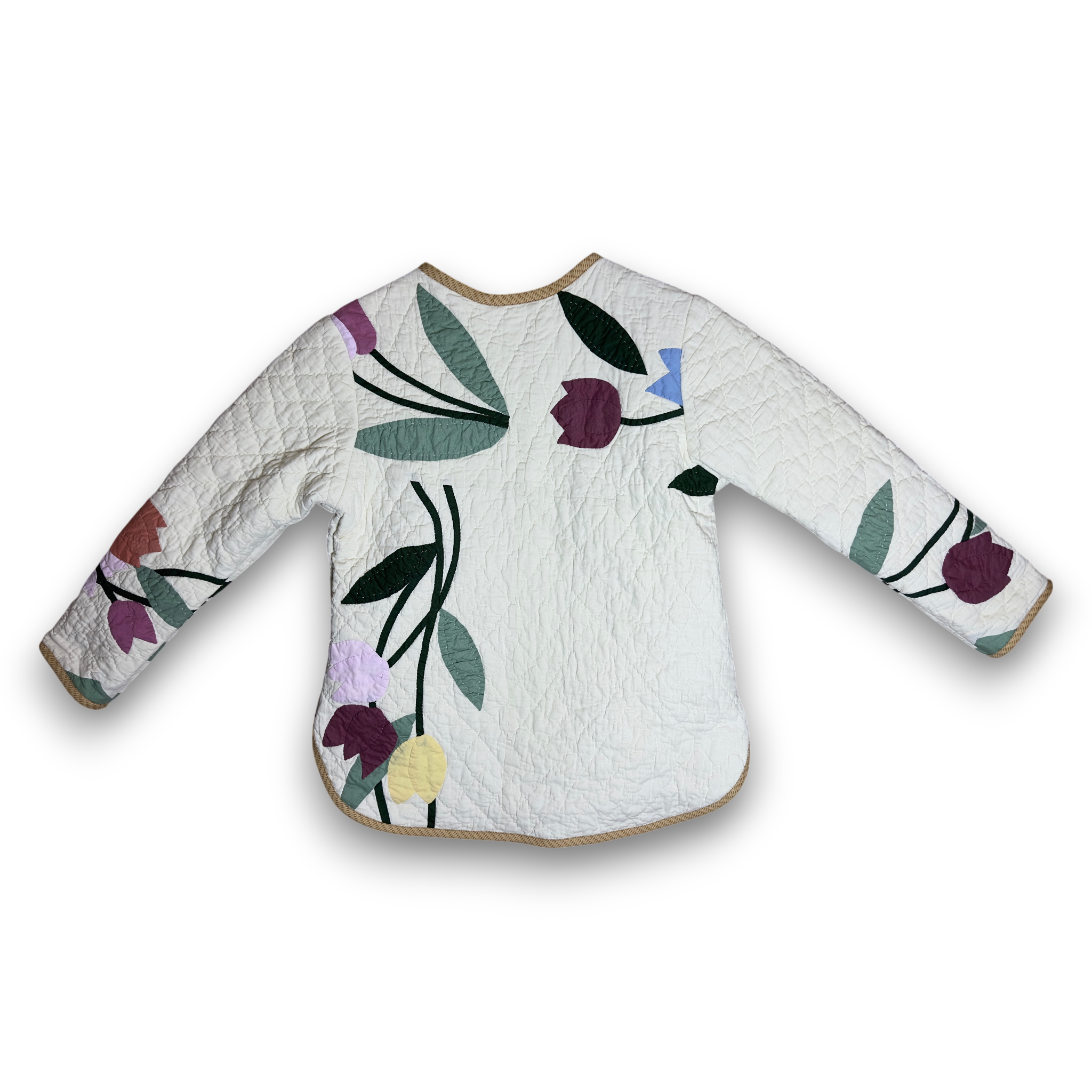 looms & Basket Jacket 2 - upcycled quilt jacket, back view, basket weave lining detail
